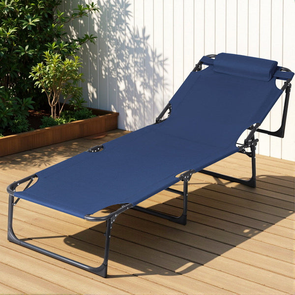 Gardeon Sun Lounger Folding Lounge Beach Chair Patio Outdoor Furniture Loungers