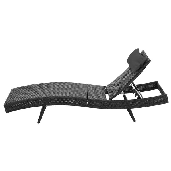 Gardeon Sun Lounge Wicker Lounger Outdoor Furniture Beach Chair Garden Adjustable Black Loungers
