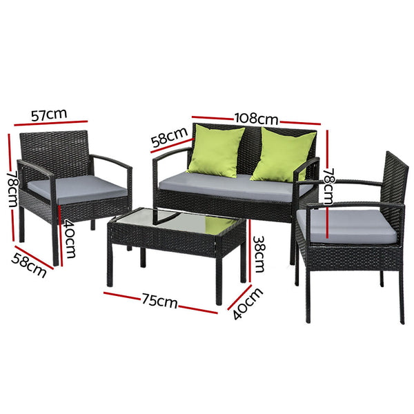 Gardeon Outdoor Sofa Set Wicker Lounge Setting Table And Chairs Storage Cover Outdoor Dining Sets