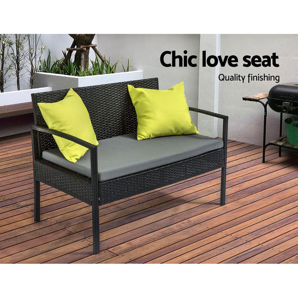 Gardeon Outdoor Sofa Set Wicker Lounge Setting Table And Chairs Storage Cover Outdoor Dining Sets