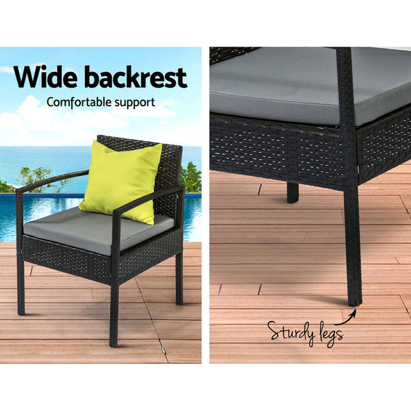 Gardeon Outdoor Sofa Set Wicker Lounge Setting Table And Chairs Storage Cover Outdoor Dining Sets