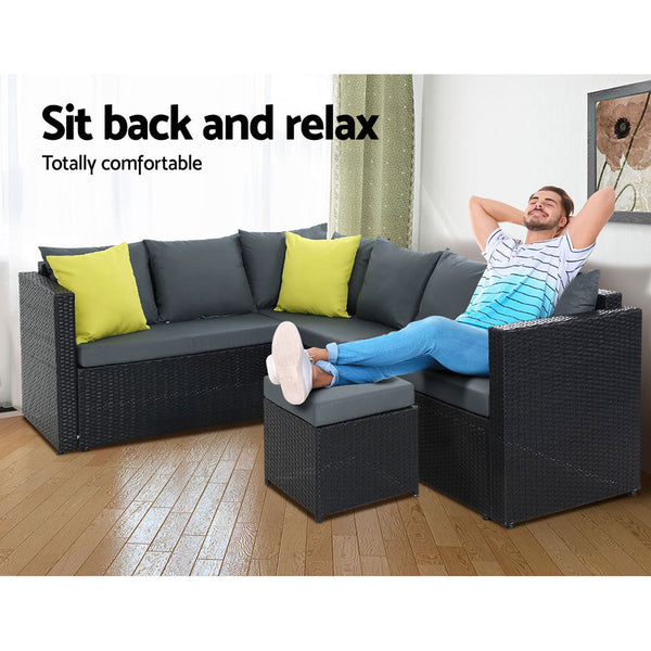 Gardeon Outdoor Dining Set Aluminum Table Chairs Wicker Setting Black Outdoor Dining Sets