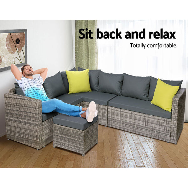 Gardeon Outdoor Dining Set Aluminum Table Chairs Wicker Setting Grey Outdoor Dining Sets