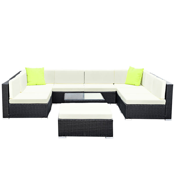 Gardeon 10 Piece Outdoor Sofa Set Wicker Couch Lounge Setting 9 Seater Patio Furniture Sets