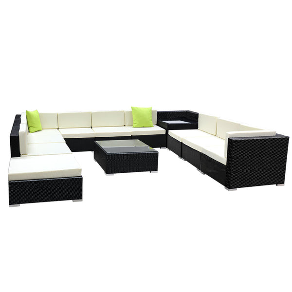 Gardeon 12Pc Sofa Set With Storage Cover Outdoor Furniture Wicker Patio Furniture Sets