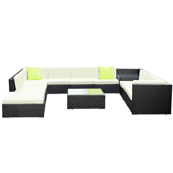 Gardeon 12Pc Sofa Set With Storage Cover Outdoor Furniture Wicker Patio Furniture Sets