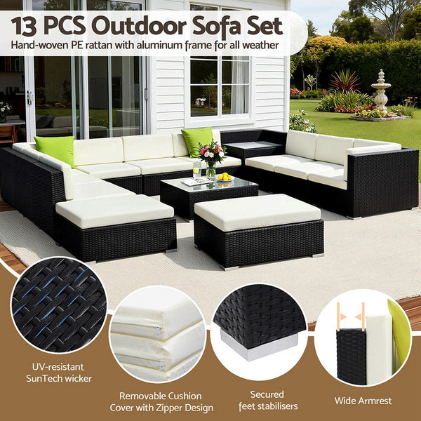 Gardeon 13 Piece Outdoor Sofa Set Wicker Couch Lounge Setting Cover Patio Furniture Sets