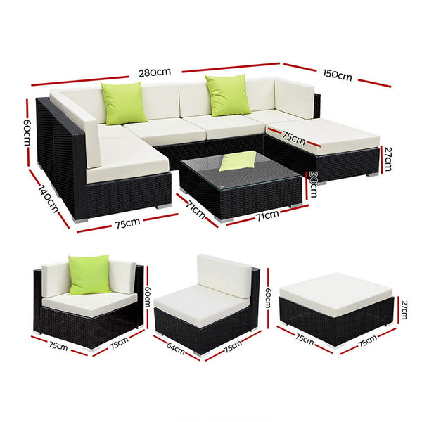 Gardeon 7 Piece Outdoor Sofa Set Wicker Couch Lounge Setting Cover Patio Furniture Sets