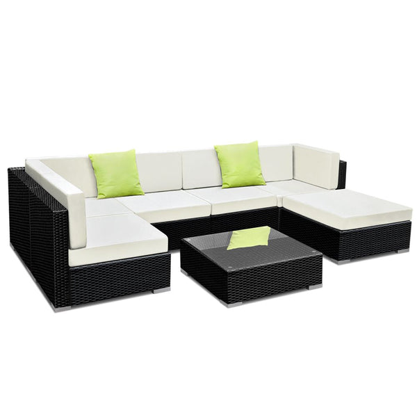 Gardeon 7 Piece Outdoor Sofa Set Wicker Couch Lounge Setting 6 Seater Patio Furniture Sets