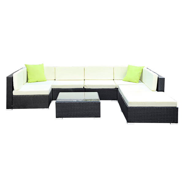 Gardeon 8 Piece Outdoor Sofa Set Wicker Couch Lounge Setting 7 Seater Patio Furniture Sets