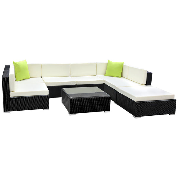 Gardeon 8 Piece Outdoor Sofa Set Wicker Couch Lounge Setting 7 Seater Patio Furniture Sets