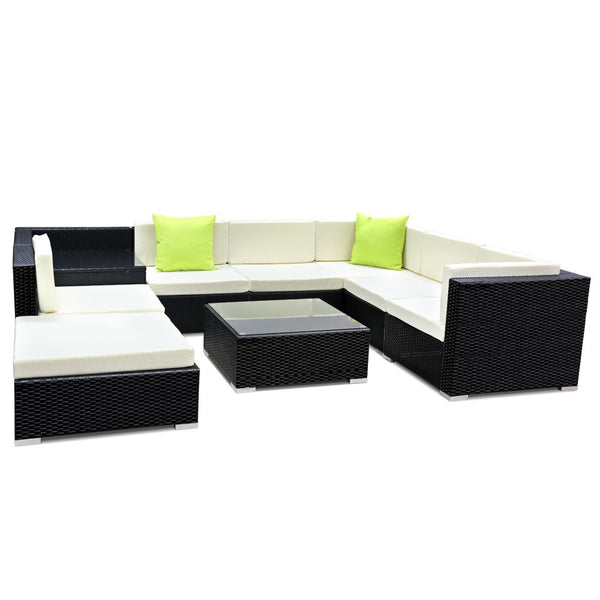 Gardeon 9 Piece Outdoor Sofa Set Wicker Couch Lounge Setting 7 Seater Patio Furniture Sets