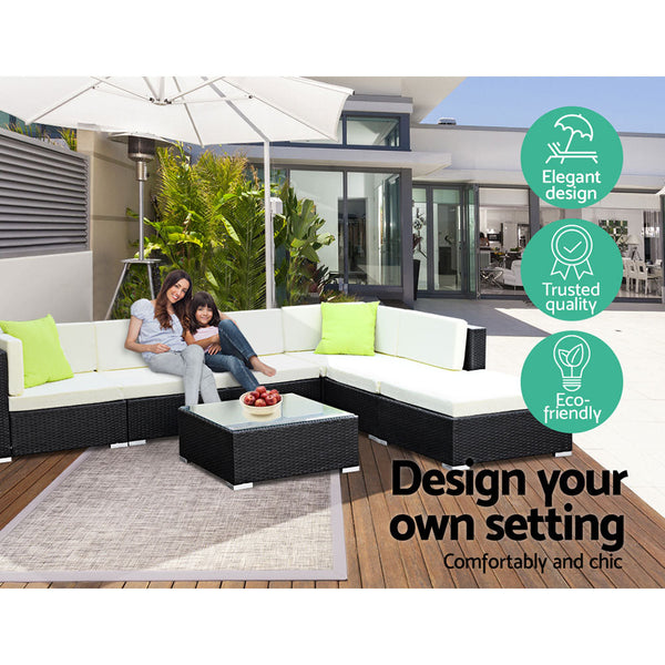 3Pc Gardeon Outdoor Furniture Sofa Set Wicker Rattan Garden Lounge Chair Setting Outdoor Dining Sets