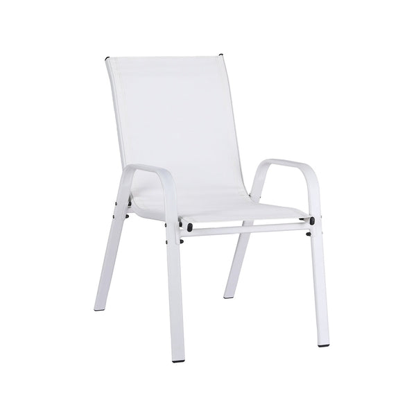 Gardeon 4Pc Outdoor Stackable Lounge Chair Patio Furniture White Dining Chairs