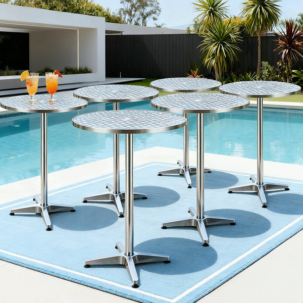Gardeon Set Of 6 Outdoor Bar Table Aluminium Round 70/110Cm Patio & Garden Tables