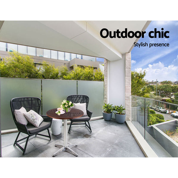 Gardeon Outdoor Bar Table Wooden Cafe Aluminium Pole Round Patio & Garden Tables