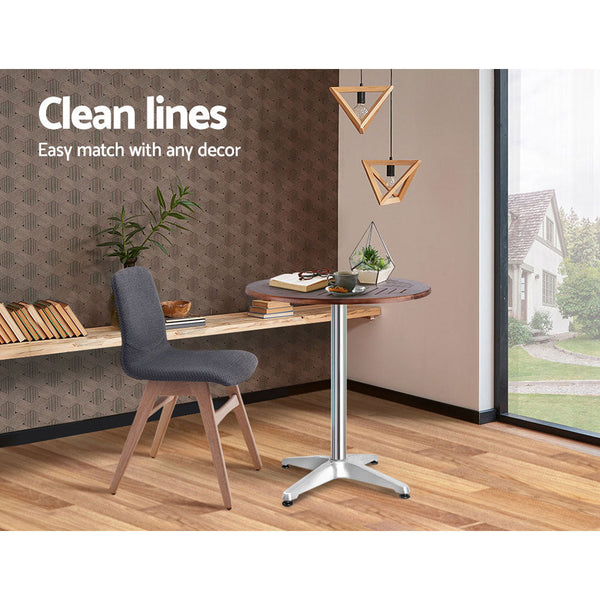 Gardeon Outdoor Bar Table Wooden Cafe Aluminium Pole Round Patio & Garden Tables