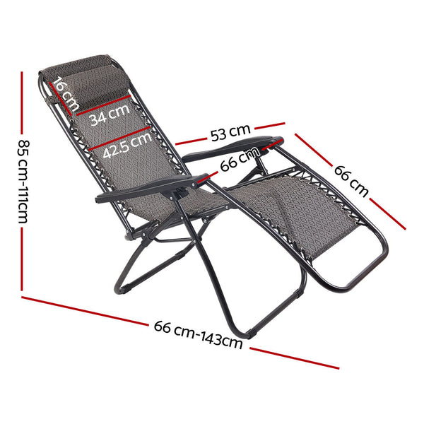 Gardeon Zero Gravity Chair Folding Outdoor Recliner Adjustable Sun Lounge Camping Beige Chairs