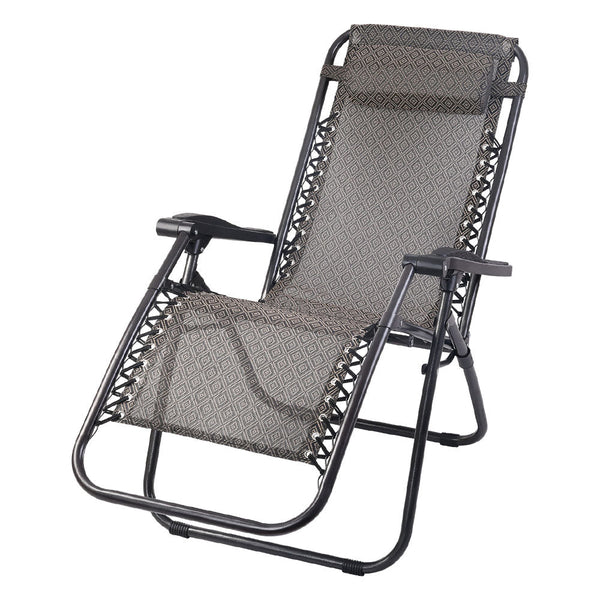 Gardeon Zero Gravity Chair Folding Outdoor Recliner Adjustable Sun Lounge Camping Beige Chairs