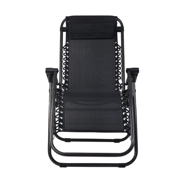 Gardeon Zero Gravity Chair Folding Outdoor Recliner Adjustable Sun Lounge Camping Black Chairs
