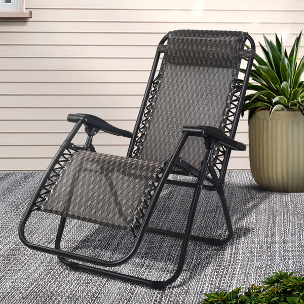 Gardeon Zero Gravity Chair Folding Outdoor Recliner Adjustable Sun Lounge Camping Grey Chairs