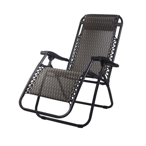 Gardeon Zero Gravity Chair Folding Outdoor Recliner Adjustable Sun Lounge Camping Grey Chairs