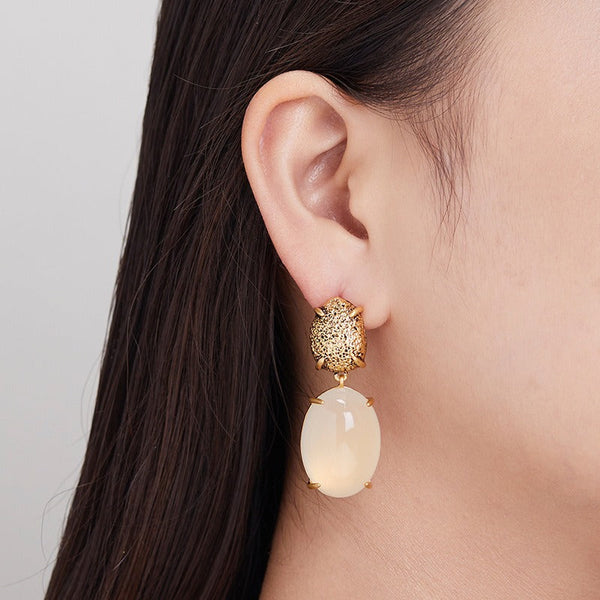 Veile Studios Niche Design French Lazy Retro Long In 18K Matte Gold Finish Earrings