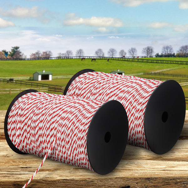 Giantz Electric Fence Poly Rope 2X 500M Electric Fencing