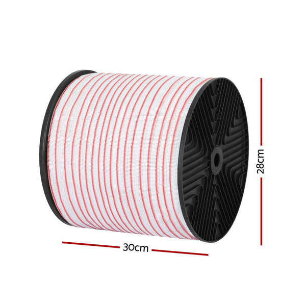 Giantz Electric Fence Tape Polytape 400M Wire Red White Electric Fencing