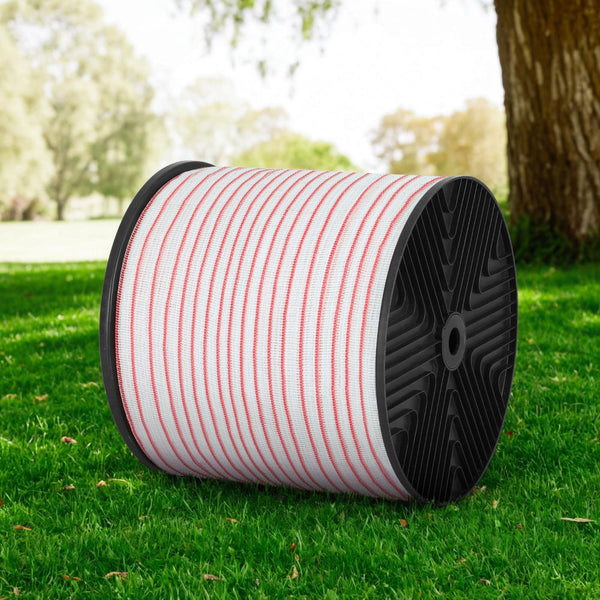 Giantz Electric Fence Tape Polytape 400M Wire Red White Electric Fencing