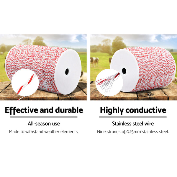 Giantz Electric Fence Poly Wire 2000M Electric Fencing