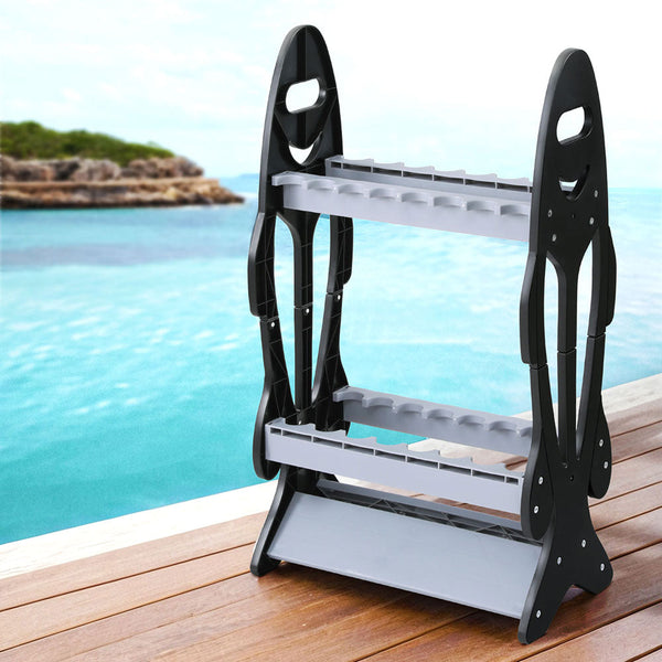 Seamanship Fishing Rod Holder 16 Storage Rack Pole Stand Garage Organizer Holds Rod Rests & Holders