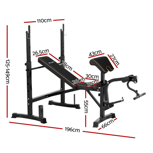 Everfit Weight Bench 10 In Press Home Gym Station 330Kg Capacity Weights Benches