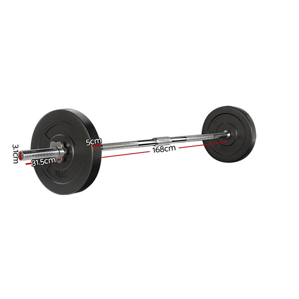 Everfit 18Kg Barbell Set Weight Plates Lifting Bench 168Cm Barbells & Attachments