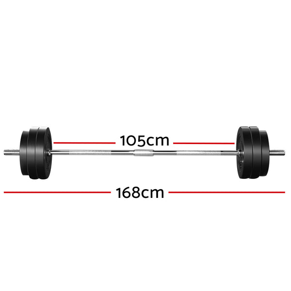 Everfit 58Kg Barbell Set Weight Plates Bar Lifting Bench 168Cm Barbells & Attachments