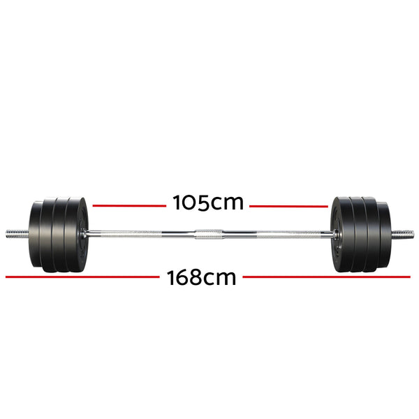 Everfit Barbell Set 78Kg Weight Plates Strength Training Sports Fitness Equipment Barbells & Attachments
