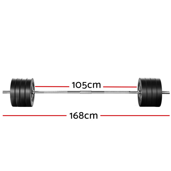 Everfit Barbell Set 88Kg Weight Plates Lifting Bench Strength Training Barbells & Attachments