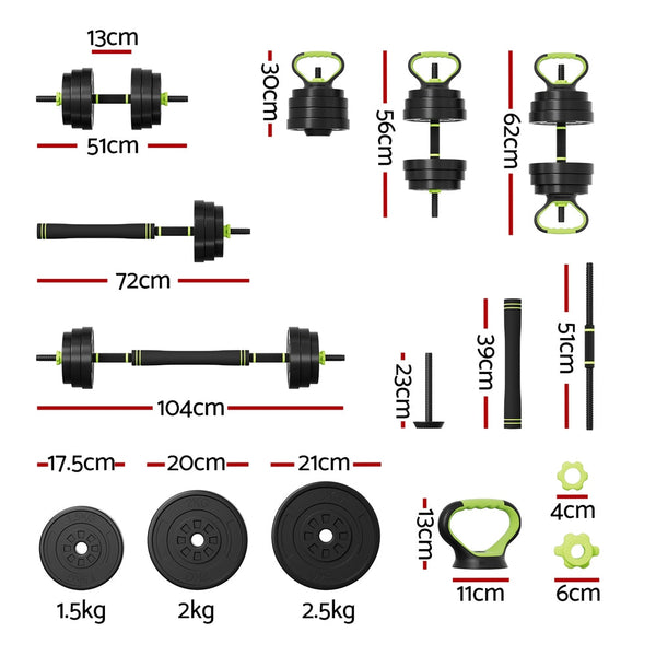 Everfit 25Kg Set Kettle Bell Weight Plates Barbells Gym Dumbbells