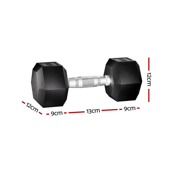 Everfit 20Kg Hex Set Weights Lifting Bench Gym Workout 2X10kg Dumbbells