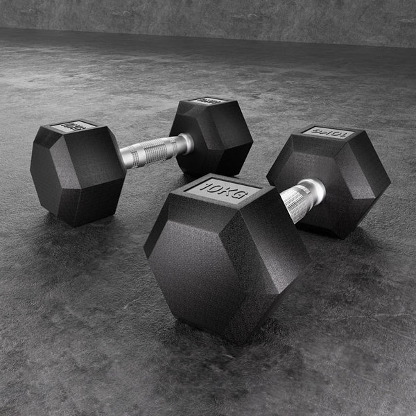 Everfit 20Kg Hex Set Weights Lifting Bench Gym Workout 2X10kg Dumbbells