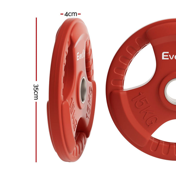 Everfit 15Kg Dumbbell Barbell Lifting Home Gym Red Weight Plates