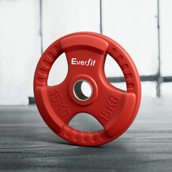 Everfit 15Kg Dumbbell Barbell Lifting Home Gym Red Weight Plates