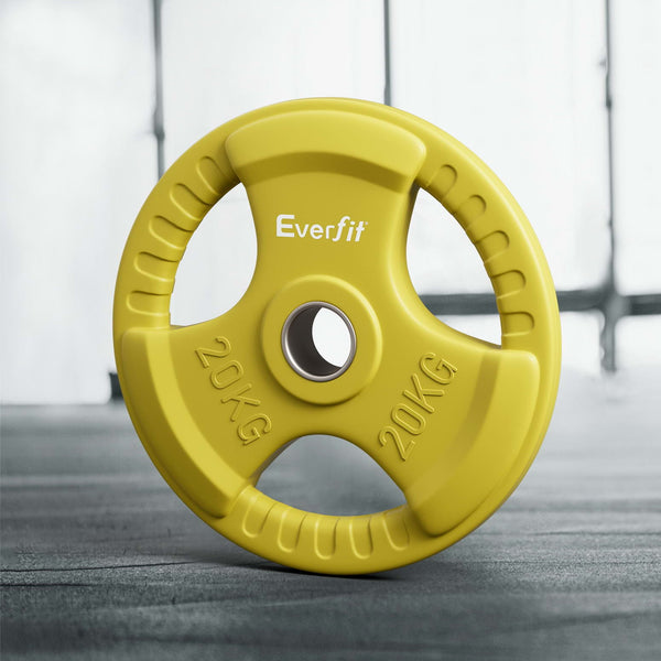 Everfit 20Kg Dumbbell Barbell Lifting Home Gym Yellow Weight Plates