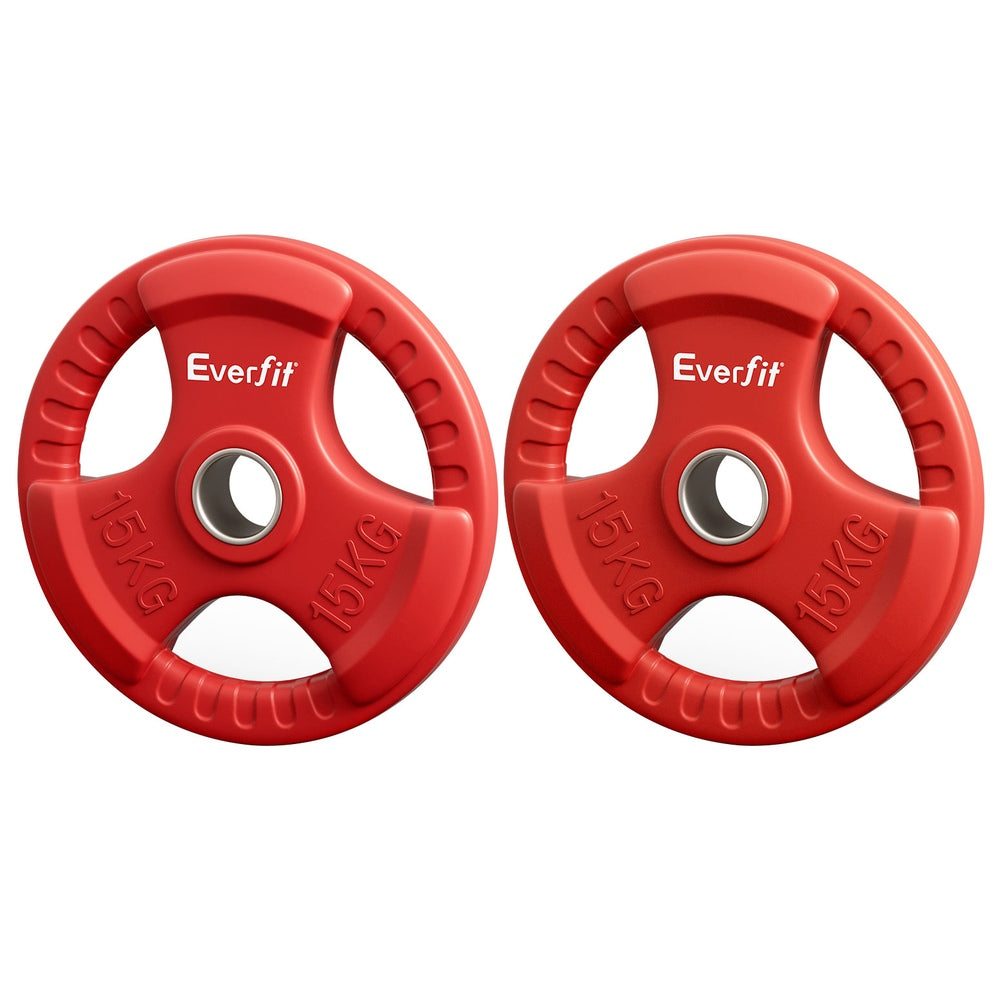 Everfit 15Kgx2 Dumbbell Barbell Lifting Home Gym Red Weight Plates