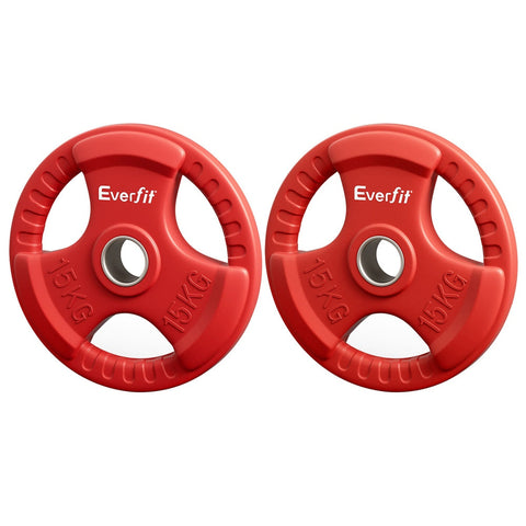 Everfit 15Kgx2 Dumbbell Barbell Lifting Home Gym Red Weight Plates
