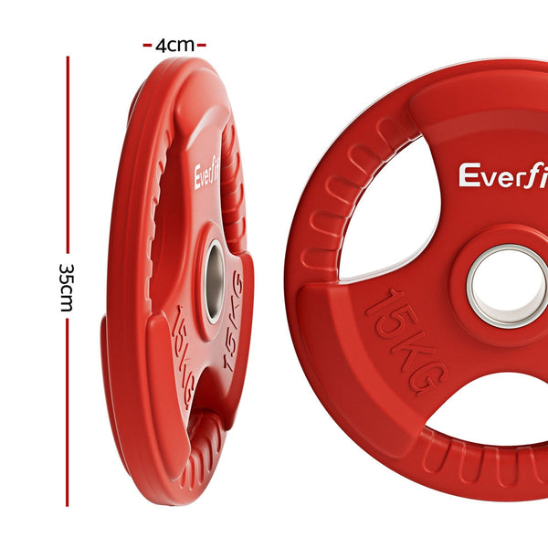 Everfit 15Kgx2 Dumbbell Barbell Lifting Home Gym Red Weight Plates