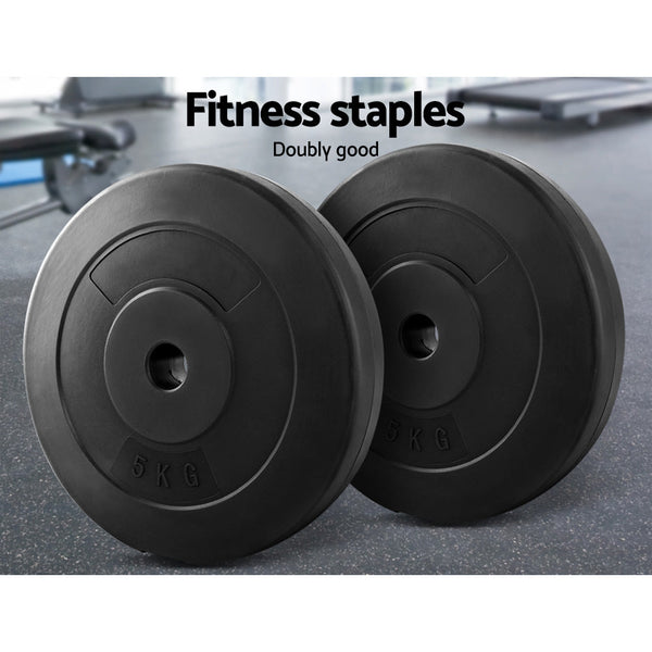 Everfit Weight Plates 5Kg Pair For Barbell Strength Training Sports Fitness Barbells & Attachments