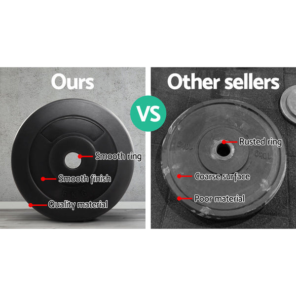 Everfit Weight Plates 5Kg Pair For Barbell Strength Training Sports Fitness Barbells & Attachments