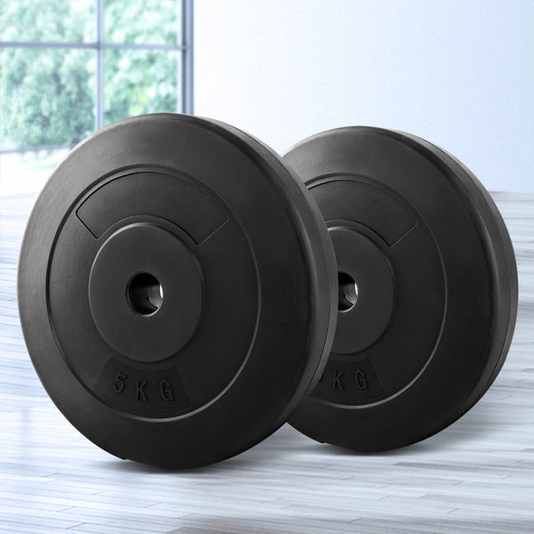 Everfit Weight Plates 5Kg Pair For Barbell Strength Training Sports Fitness Barbells & Attachments