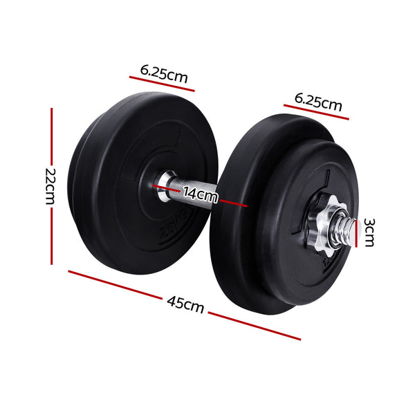 Everfit 20Kg Dumbbell Set Weight Plates Lifting Bench Dumbbells